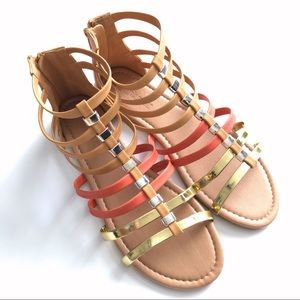 Gold, Tan, & Orange Gladiator Sandals